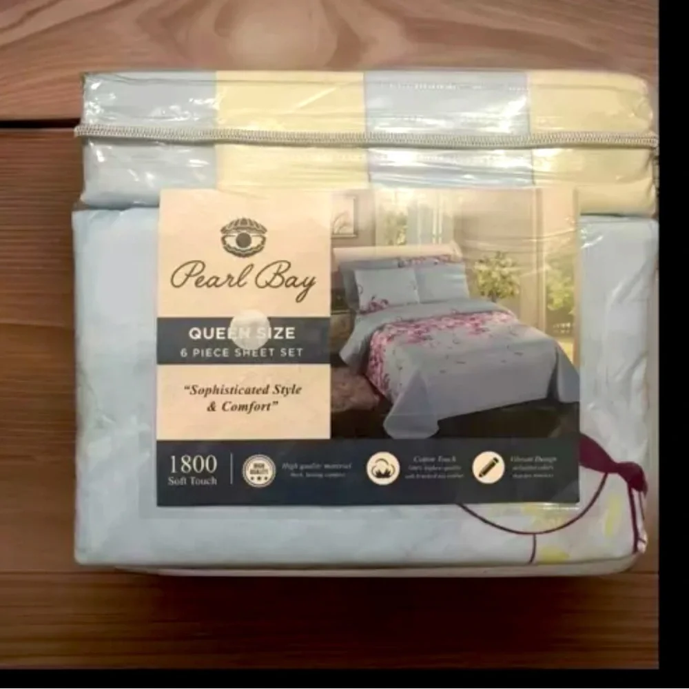 Pearl Bay 1800 Luxury Microfiber 6 Piece Bed Sheet Set Queen Sz 1 Fitted Flat